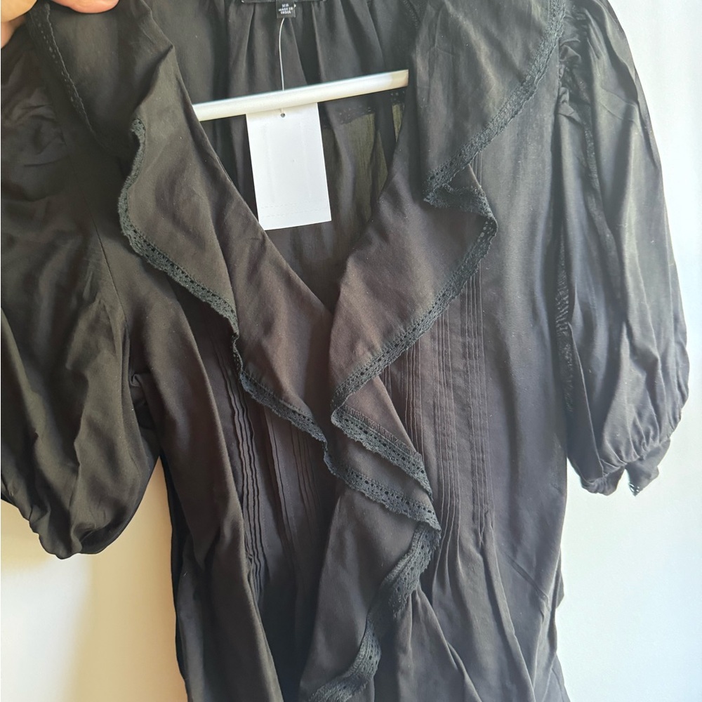 Madewell Black Ruffled Blouse - Picture 6 of 7